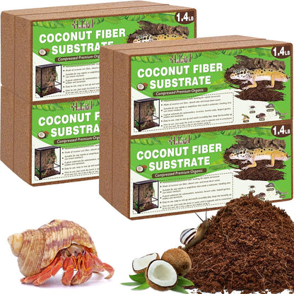 Halatool 8Pack Compressed Coconut Fiber Substrate for Reptile Natural Premium Coconut Husk