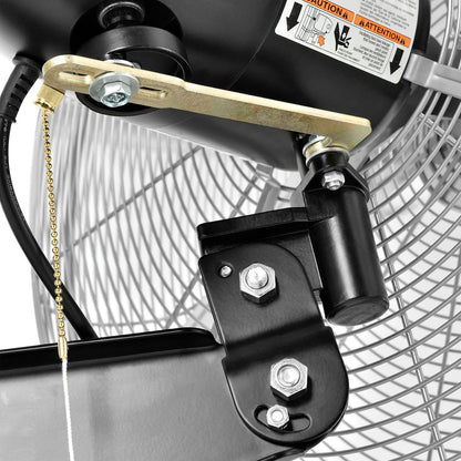 Global Industrial Deluxe Wall Mount Fan, 30" Diameter, Fixed and Oscillating Head, 3 Speed, 10,000