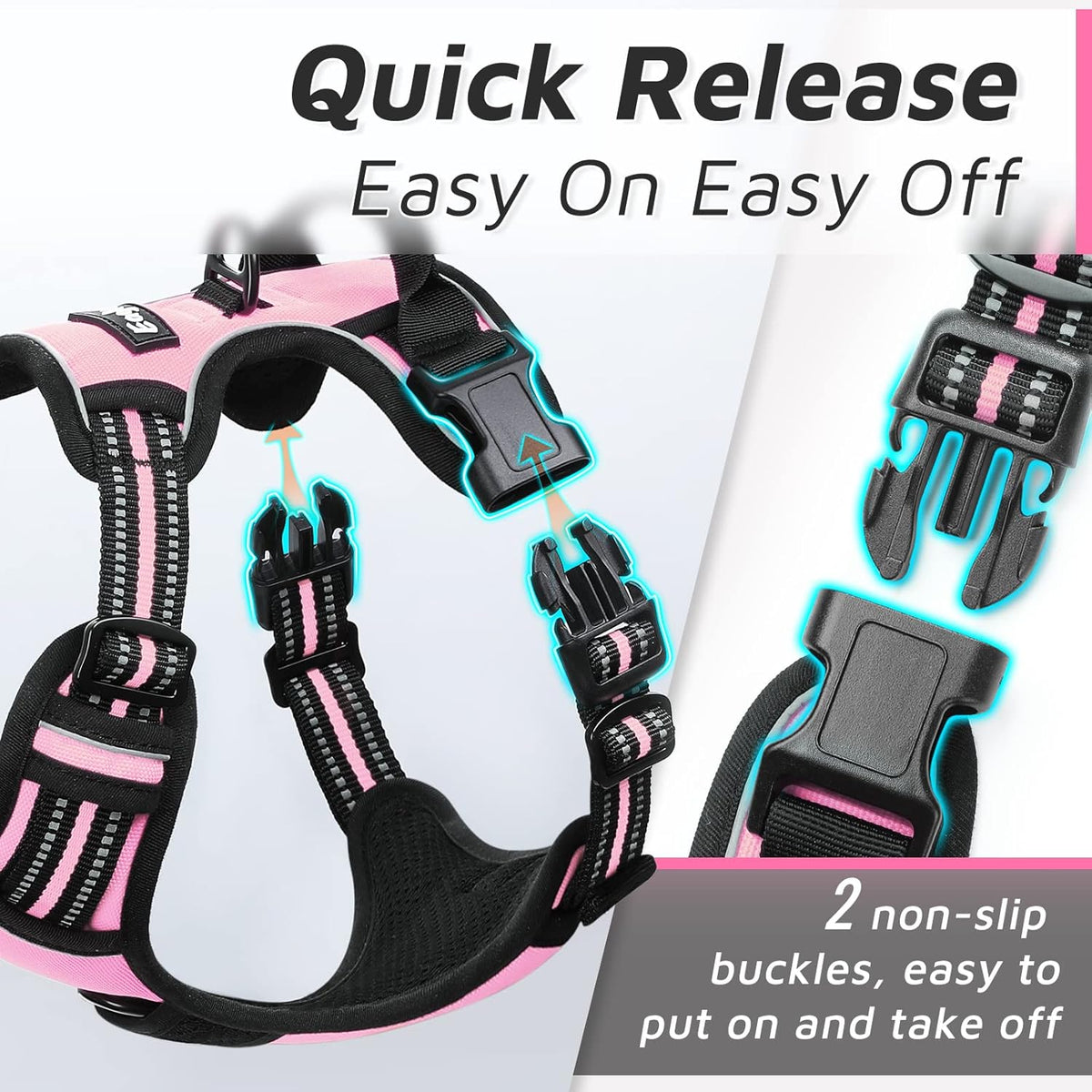 Eagloo Dog Harness Medium Sized Dog, No Pull Service Vest with Reflective Strips and Control