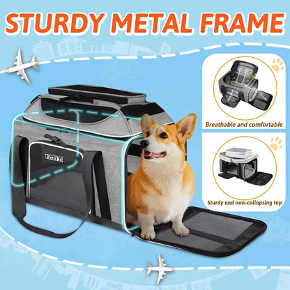Petskd Top-Expandable Pet Carrier 18x13x9.5 Inches Southwest Airline Approved, Soft-Sided Carrier