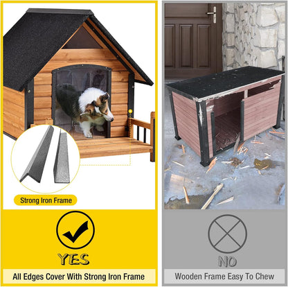 Outdoor Dog House, Waterproof Puppy Shelter Indoor Doghouse with Elevated Floor, Anti-Bite Design