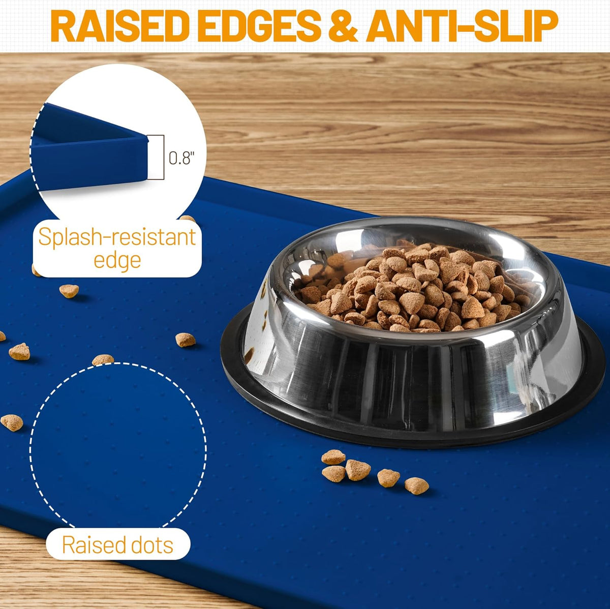 Hubulk Dog Feeding Mat,100% Waterproof Food Grade Silicone Pet Food and Water Bowl