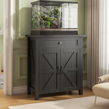20 Gallon Aquarium Stand With Charging Station, Farmhouse Fish Tank Stand, Reptile Tank Stand