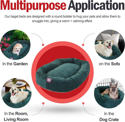 Majestic Pet 32 Inch Micro Velvet Calming Dog Bed Washable 32x23x7 (inch) – Cozy Soft Round Donut