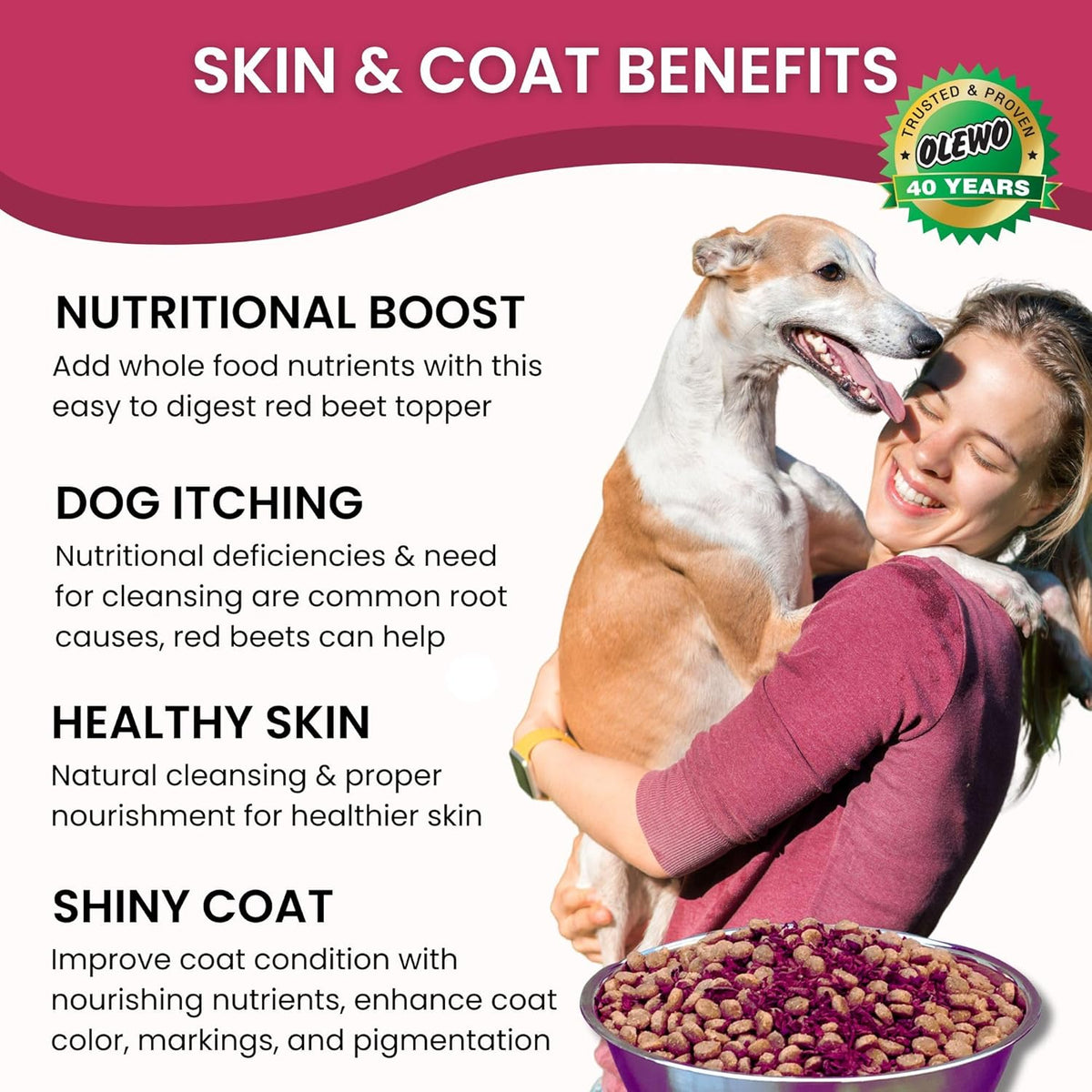 Olewo Original Red Beets for Dogs – Natural Dog Anti Itch, Dog Food Topper, Skin & Coat Support