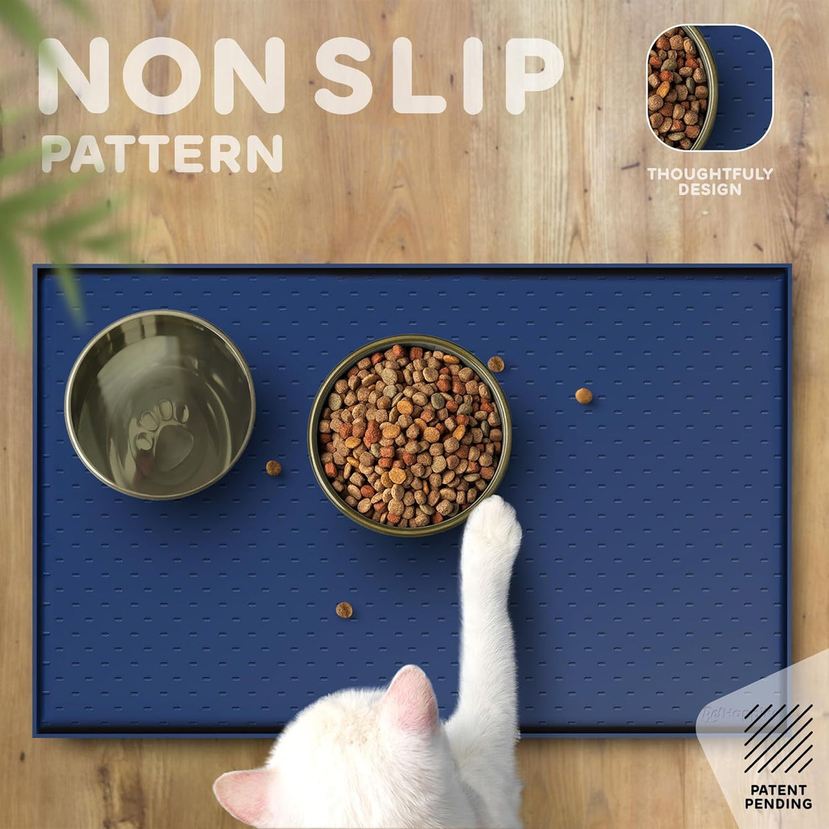 Dog Food Mat - Raised Edges Dogs Mat for Food and Water Prevent Spill, Waterproof Cat Food Mats