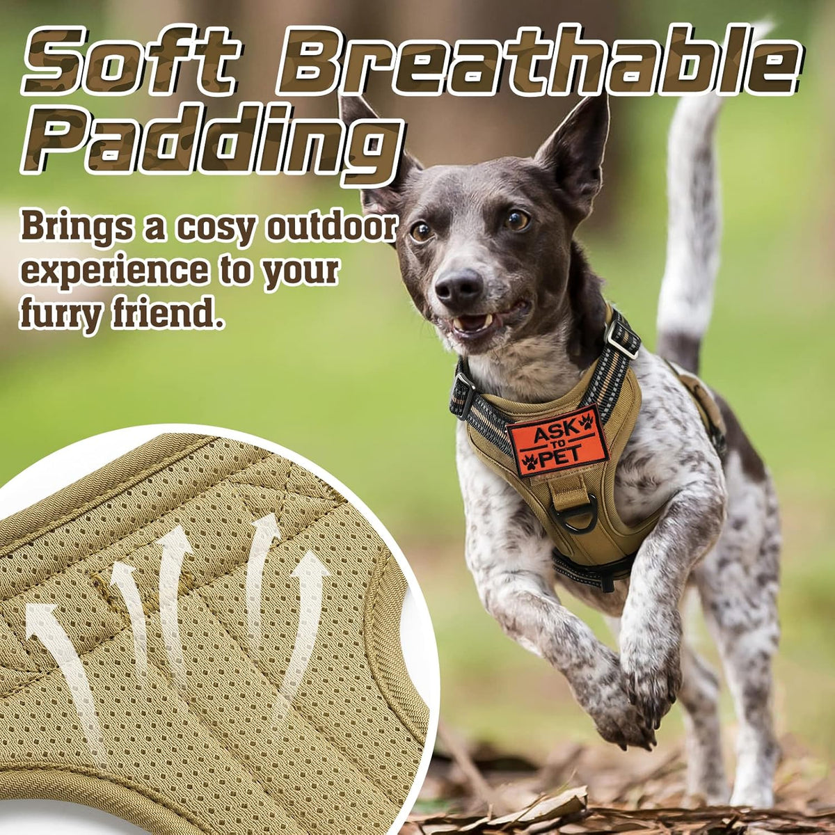 rabbitgoo Tactical Dog Harness Medium Sized Dog, No Pull Military Service Vest with Handle & Molle