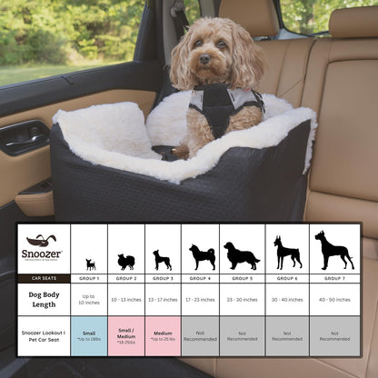 Snoozer Dog Car Seat: Lookout I Dog Booster Car Seat for Dogs Small 5-15 lbs, Pet Car Seat to