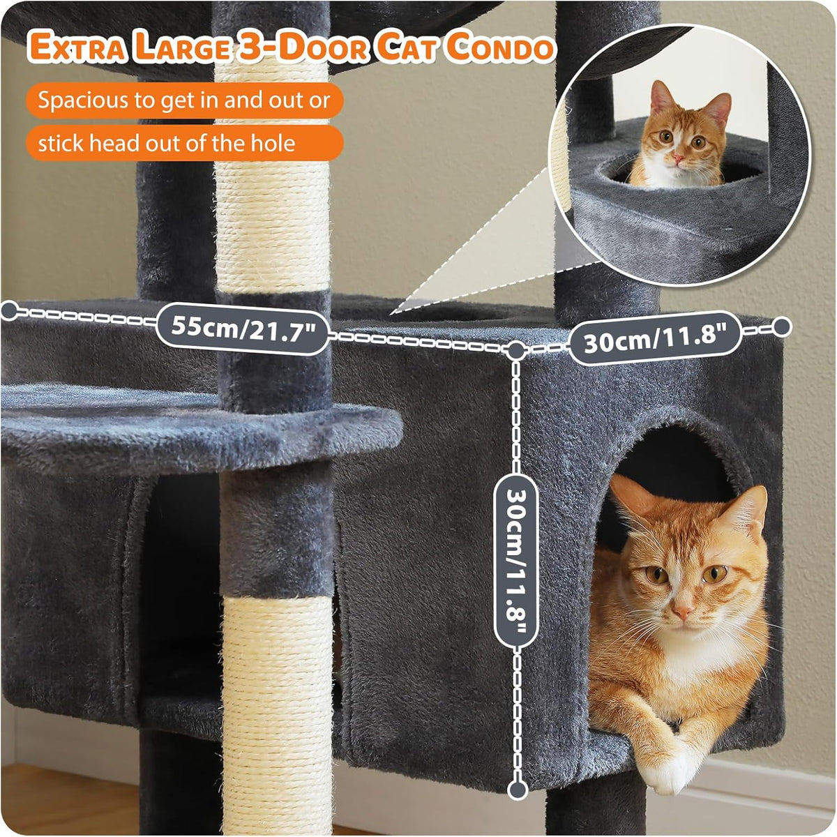 PAWZ Road Heavy Duty Cat Tree for Large Cats, 81 Inches Tall Cat Tower with 2 Perches, 2 Condos and