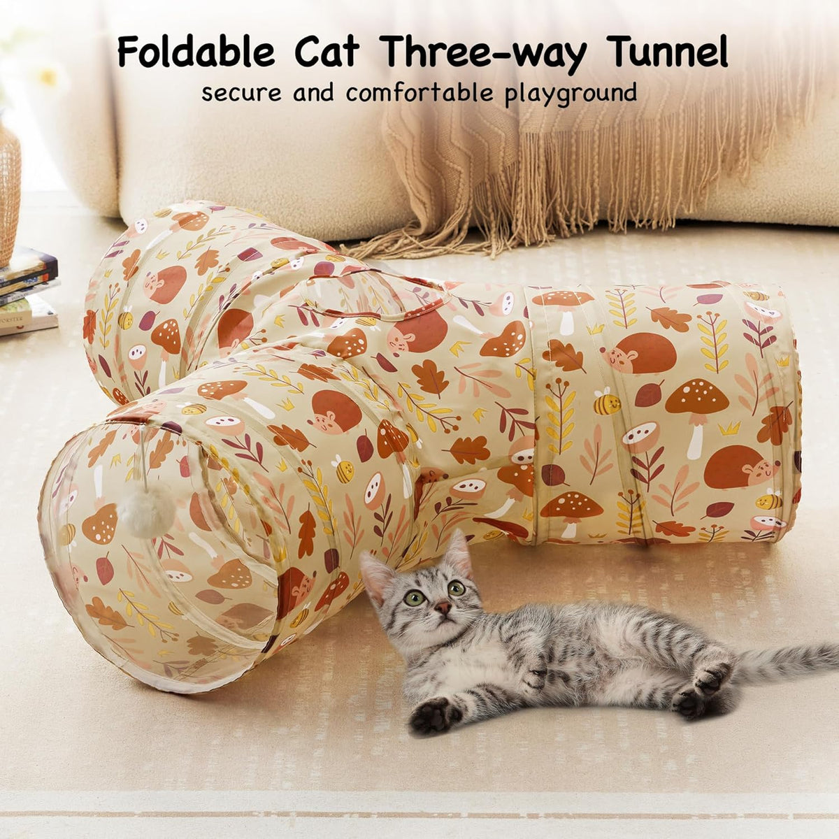 Tempcore Pet Cat Tunnel Tube Cat Toys 3 Way Collapsible, Cat Tunnels for Indoor Cats，Kitty Tunnel