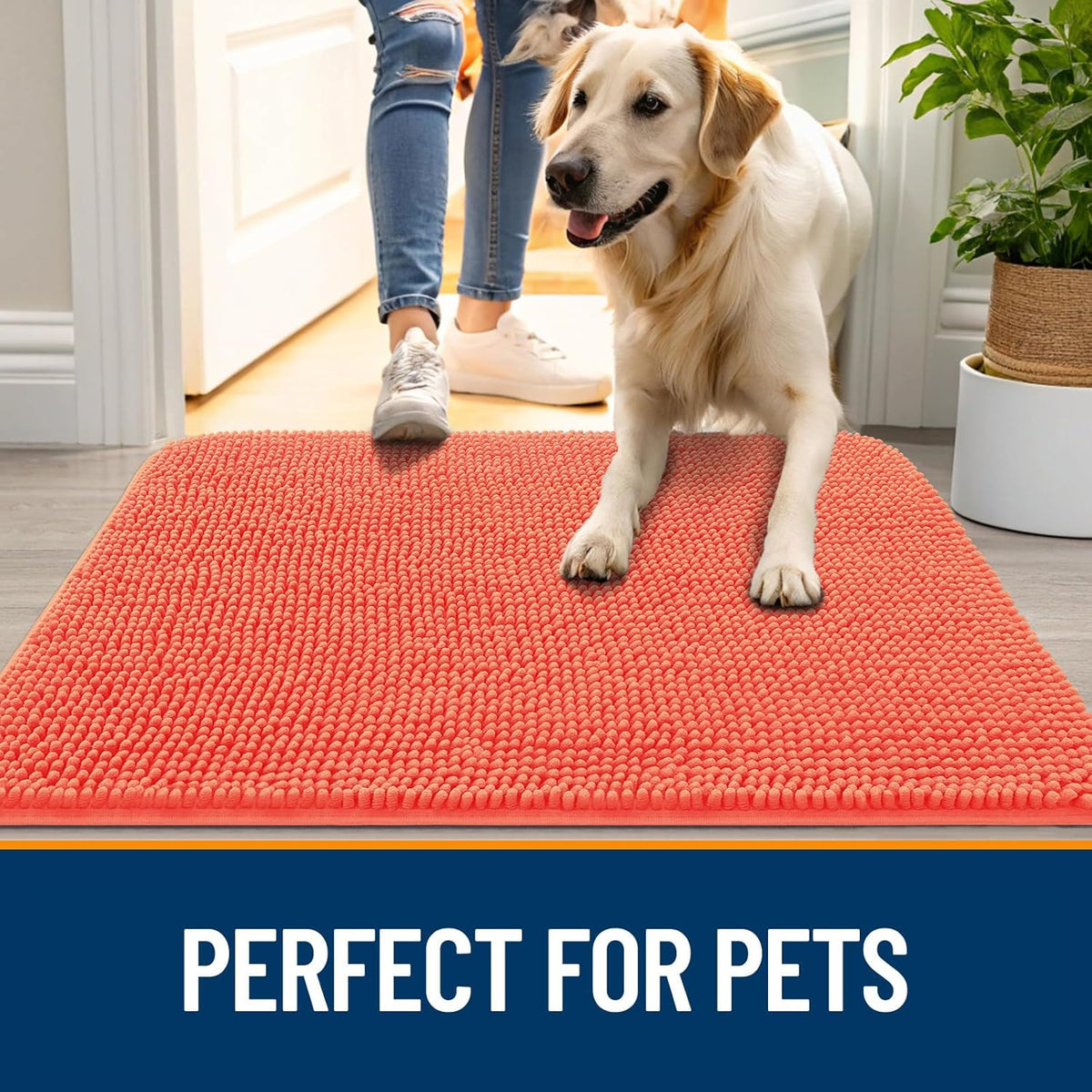 OLANLY Dog Door Mat for Muddy Paws 70x46, Absorbs Moisture and Dirt, Absorbent Non-Slip Washable