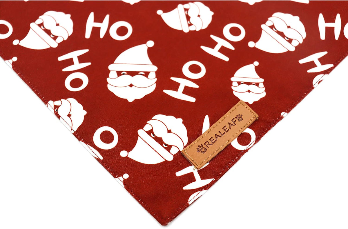 Realeaf Christmas Dog Bandanas 2 Pack, Christmas Tree and Santa Claus Dog Scarf for Boy and Girl