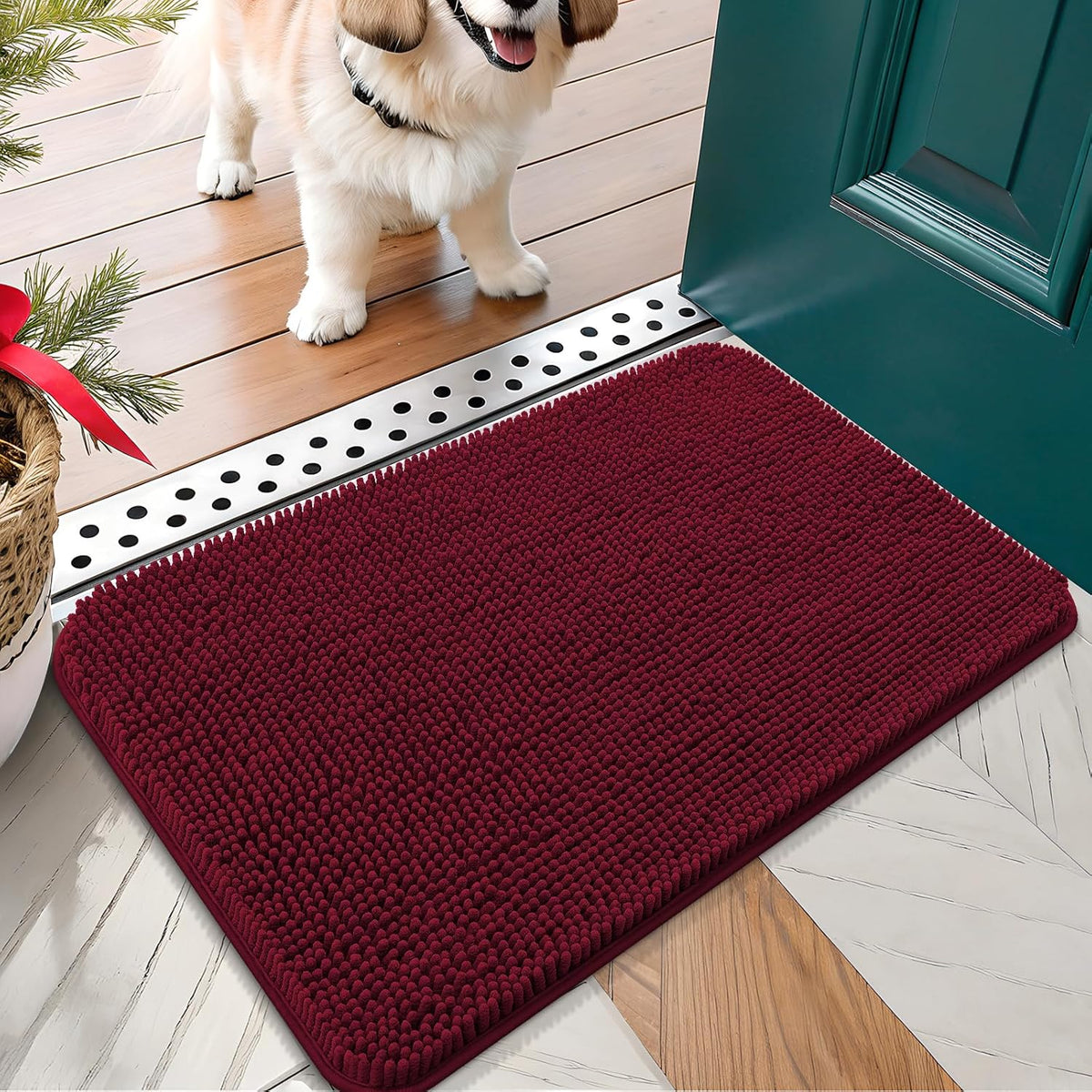 OLANLY Dog Door Mat for Muddy Paws 24x16, Absorbs Moisture and Dirt, Absorbent Non-Slip Washable