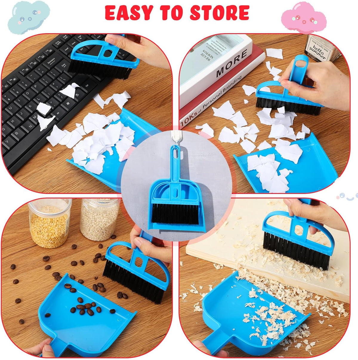 Yulejo 6 Pieces Guinea Pig Bed Mats with Cleaning Dustpan Brush Washable Plush Cage Lines Soft