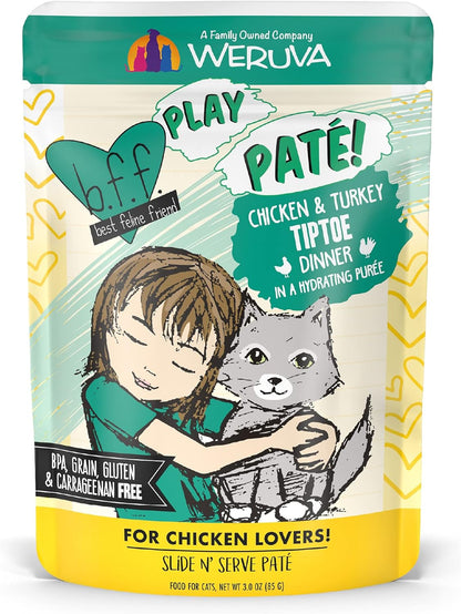 B.F.F. PLAY - Best Feline Friend Paté Lovers, Aw Yeah!, Chicken & Turkey Tiptoe with Chicken &