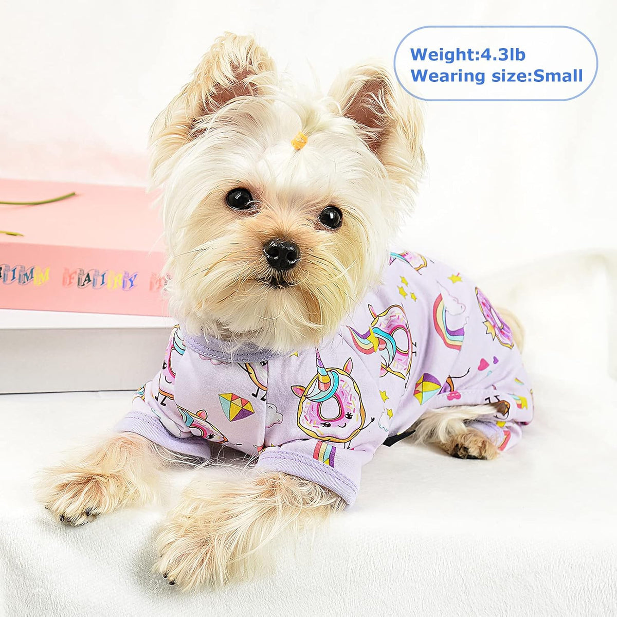 Small Dog Clothes Girl Funny Donut Dog Pajamas Pjs, Summer Lightweight Stretchy Pet Jumpsuit, Fall