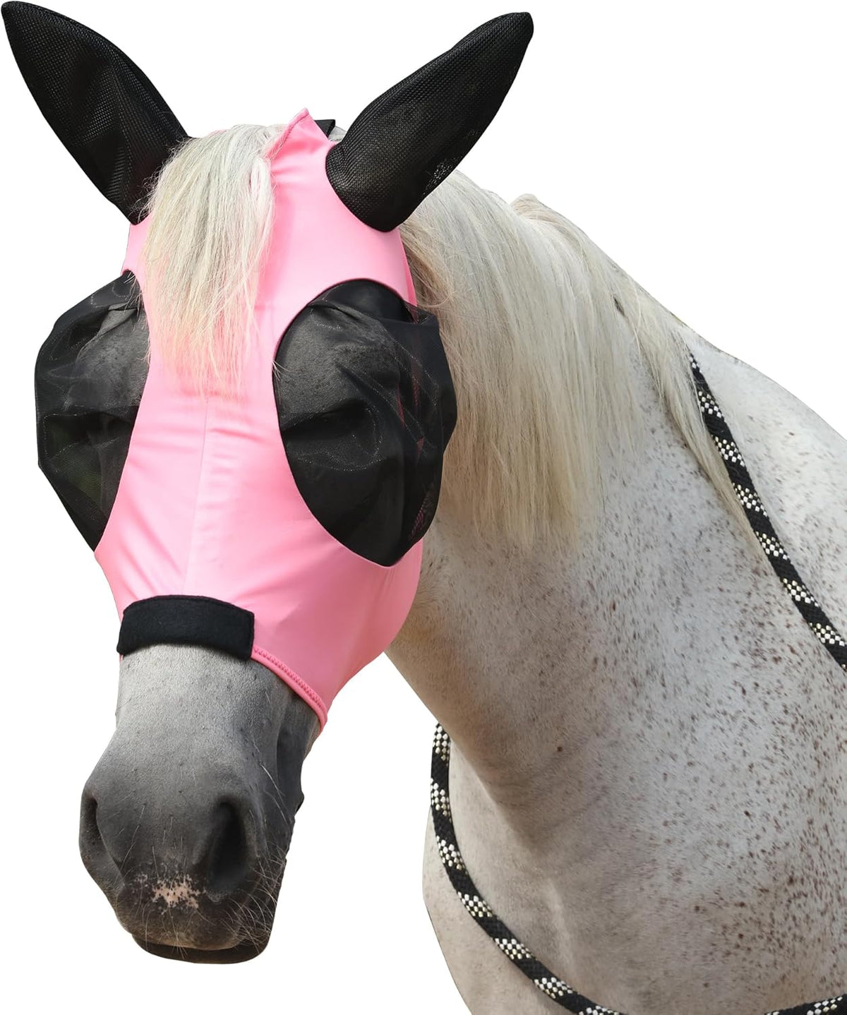 Horse Fly Mask with Ears - Large Eye Space for Full Vision, Breathable Stretch Comfort Fit, UV