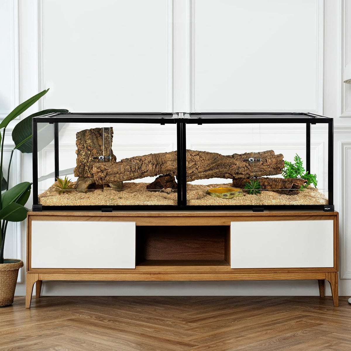 REPTIZOO 84 Gallon Large Reptile Terrarium Extra-Long 60" x 18" x 18" Spliceable Glass Reptile