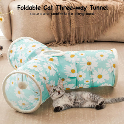 Tempcore Pet Cat Tunnel Tube Cat Toys 3 Way Collapsible, Cat Tunnels for Indoor Cats，Kitty Tunnel