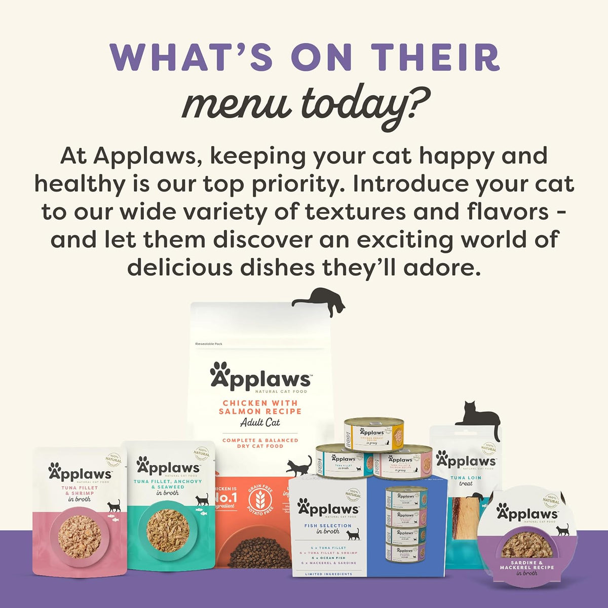Applaws Natural Wet Cat Food in Broth, Made with Limited and Natural Ingredients, Fish Selection