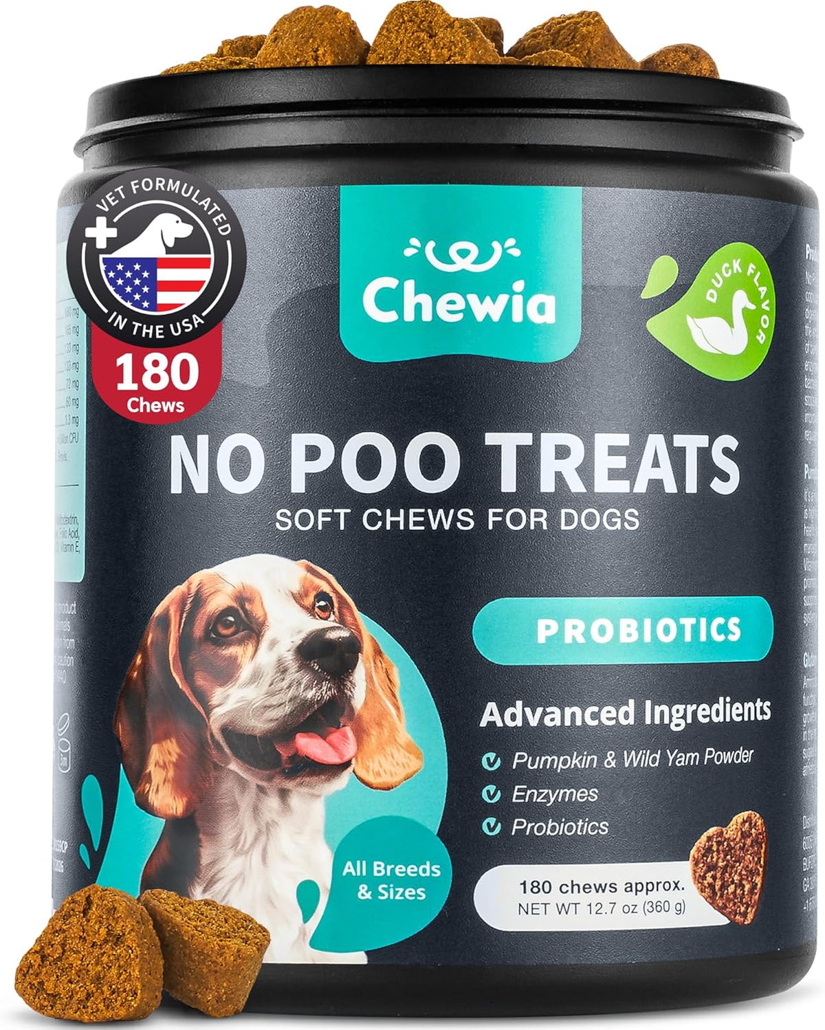 No Poo Chews for Dogs - Coprophagia Deterrent - Dog Probiotics for Digestive Health with Enzymes