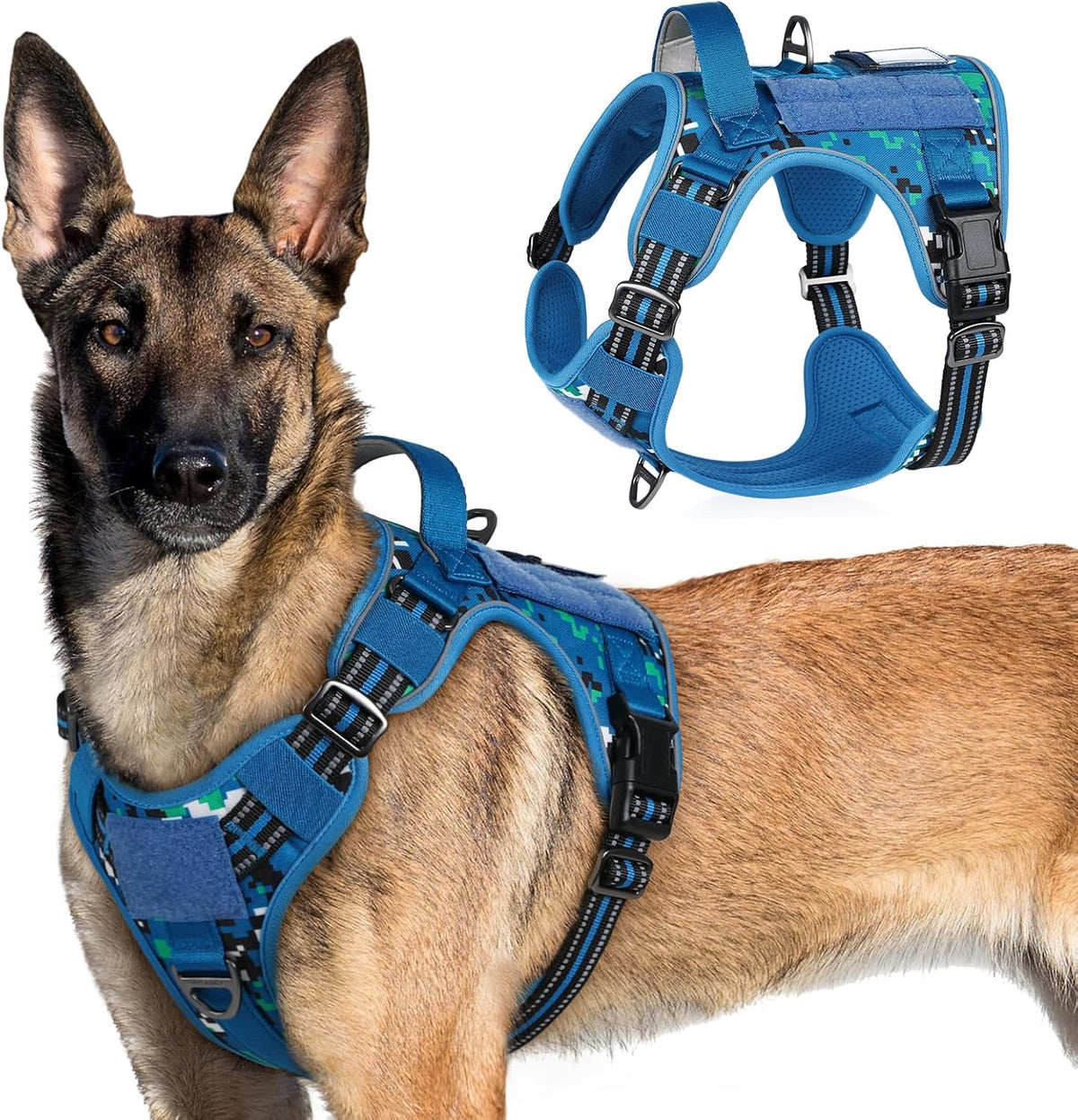 rabbitgoo Tactical Dog Harness for Large Dogs, No Pull Military Service Vest with Handle & Molle