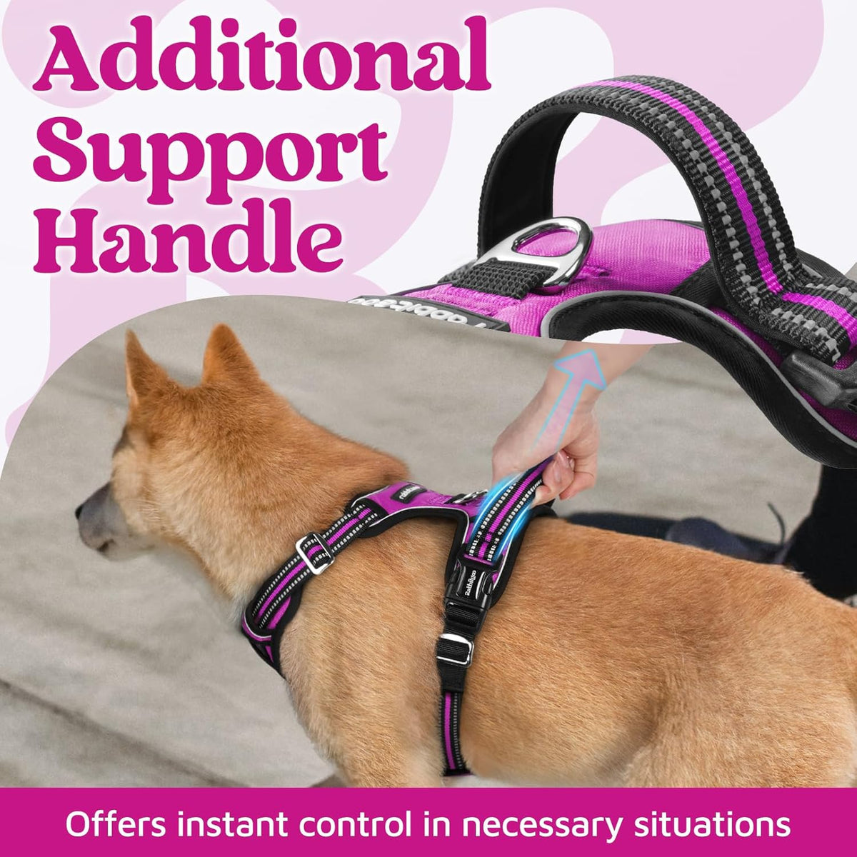 rabbitgoo Dog Harness Medium Sized, No Pull Dog Vest with 3 Buckles, Adjustable Soft Padded Pet