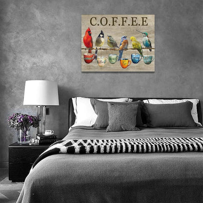 Rustic Bird Coffee Wall Art Kitchen Christ Coffee Pictures Wall Decor Farmhouse Cardinal