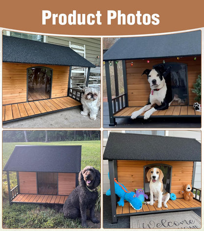 Gutinneen Large Dog House Outdoor with Strength Metal Frame, Outside Dog House with Waterproof