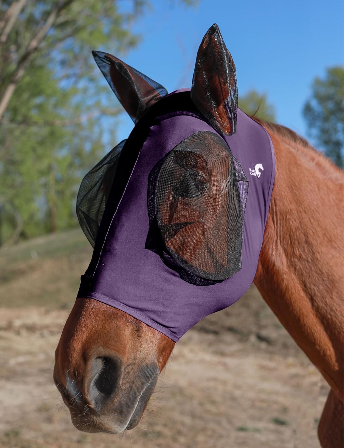 Horse Fly Mask with Ears, UV Protection for Horses, Elasticity with Big Mesh Eye Covers, Snug