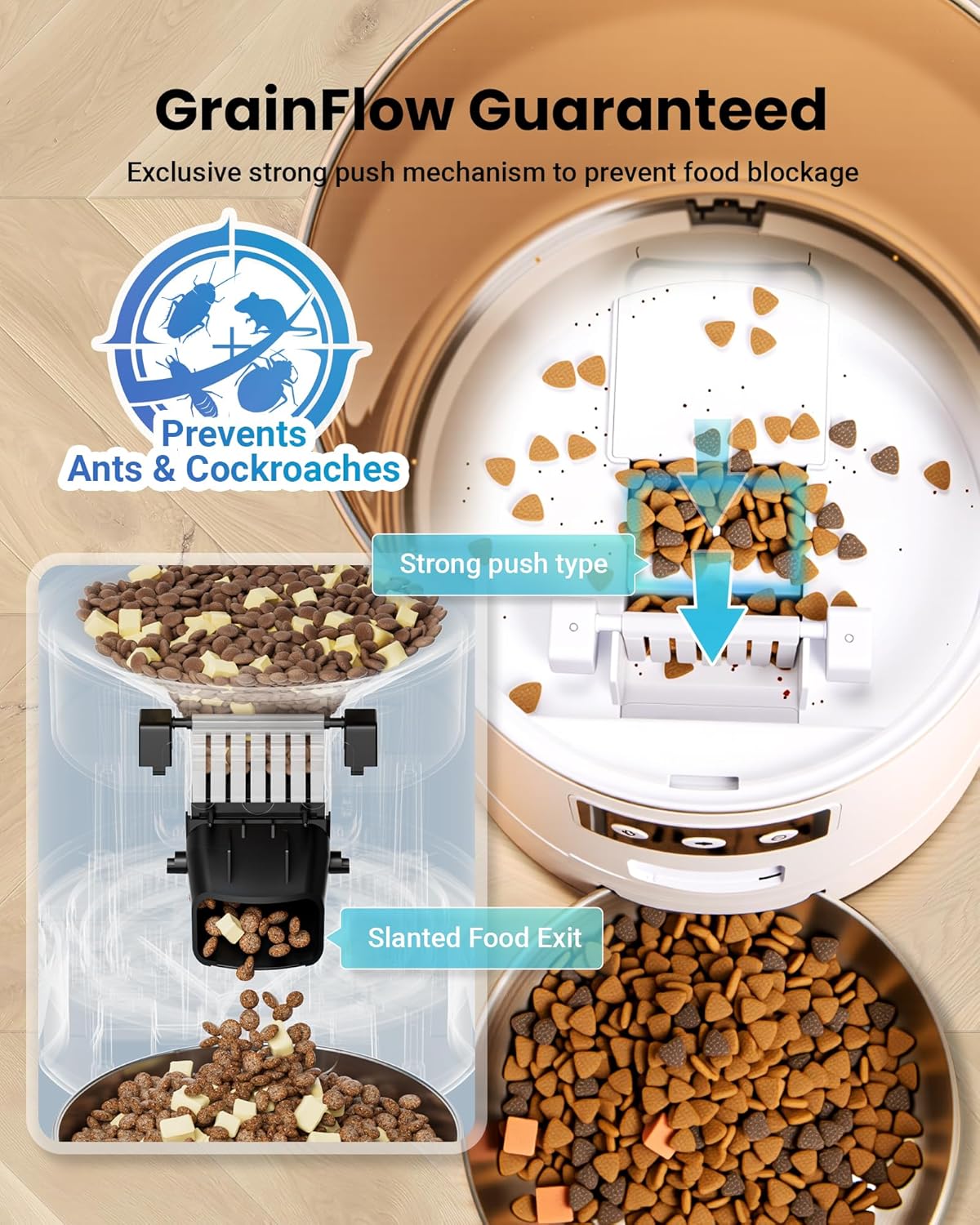 Automatic Cat Feeder for 3 Cats, 6L/25 Cups Smart WiFi Pet Feeder, Strong Anti-Jam System