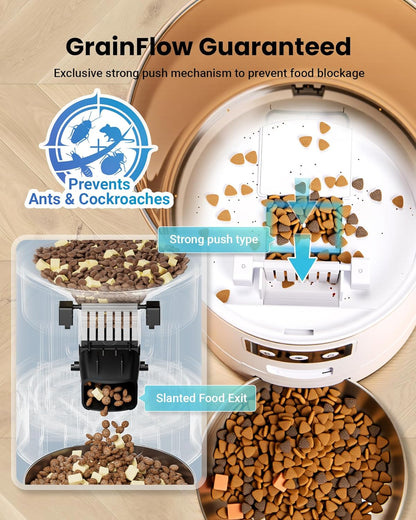 Automatic Cat Feeder for 3 Cats, 6L/25 Cups Smart WiFi Pet Feeder, Strong Anti-Jam System