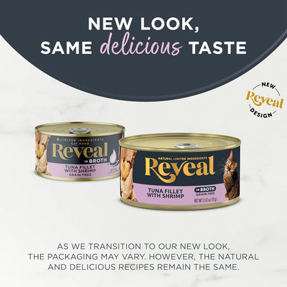 Reveal Natural Wet Cat Food, 24 Count, Grain Free, Limited Ingredient Canned Food for Cats, Tuna