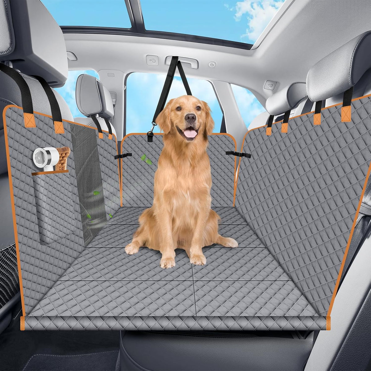 Dog Car Seat Cover for Back Seat, Dog Car Bed Cover with Strong Hard Bottom, Back Seat Extender