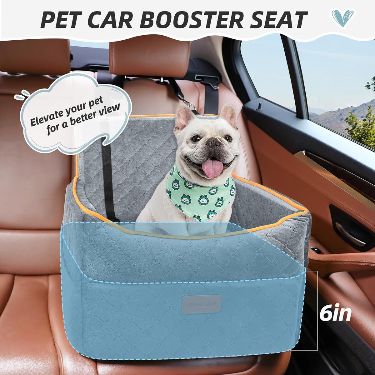 Dog Car Seat for Small Medium Dogs, Memory Foam Puppy Dog Booster Seat with Thick Cushion for Dogs