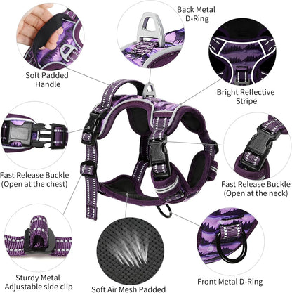 Timos Dog Harness,No-Pull Pet Harness Adjustable Soft Padded Dog Vest,Reflective No-Choke Pet