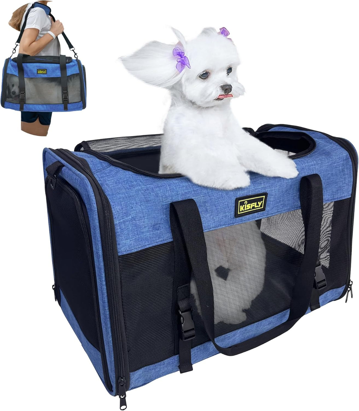 Dog Carriers for Small Dogs, Large Cat & Bunny, Foldable Soft-Sided Pet Travel Bag, up to 25lbs