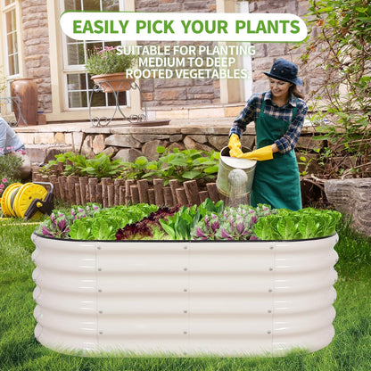 Galvanized Raised Garden Bed - 4x2x1.4FT Metal Planter Boxes Outdoor | Oval Steel Raised Bed Kit