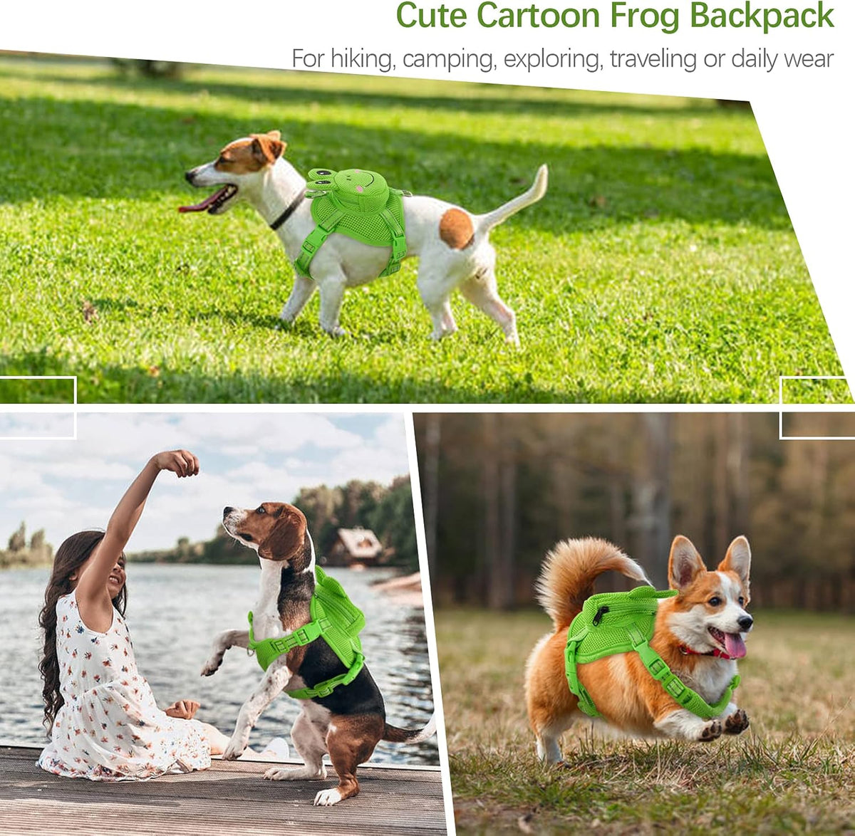 IDOMIK Dog Backpack Harness, No-Pull Dog Backpack with D-Ring for Small Medium Dogs, Cute Self