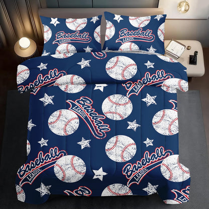 Baseball Comforter Set Full,Sports Bedding Sets for Boys,Blue Sports Comforter Full Bedroom