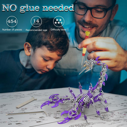 Scorpion 3D Metal Puzzles Kits for Adults Teens – 454 Pcs – Mechanical Assembly Models – 4 Hours to