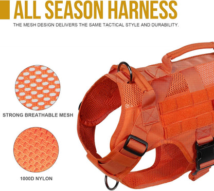 OneTigris Tactical Dog Harness for Small Dog, Mesh Design Service Dog Vest Breathable Military Dog