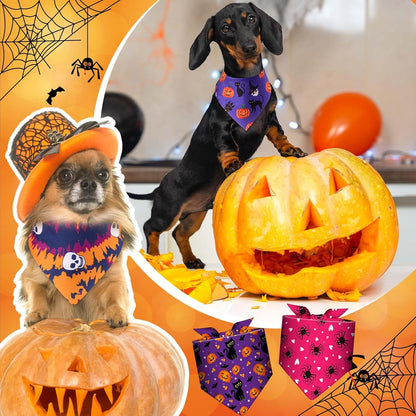 72 Pcs Halloween Dog Bandanas Bulk Pumpkin Triangle Scarf Cat Bibs Puppy Scarf Pet Bandanas Photo