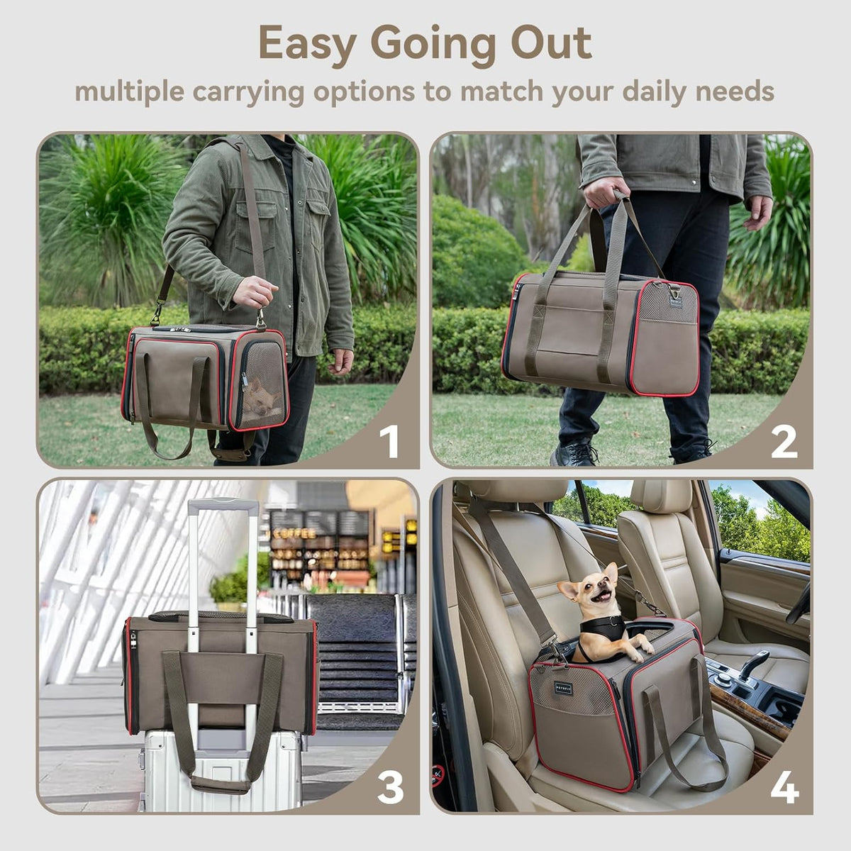 Petsfit Expandable Cat Carrier Dog Carriers,Airline Approved Soft-Sided Portable Pet Travel