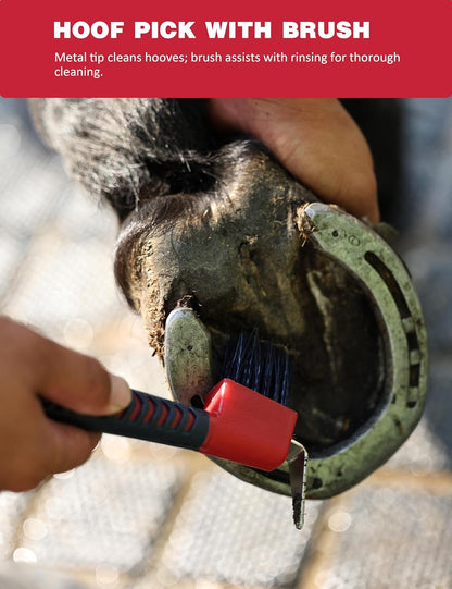 9PCS Horse Grooming Kit Curry Comb Sweat Scraper Horse Bathing Supplies Grooming Tools with Storage