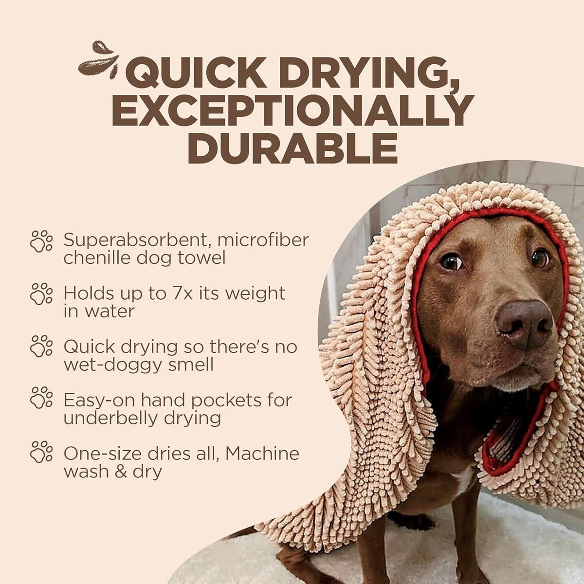 Soggy Doggy Super Shammy Dog Towel - Microfiber Chenille Towel for Drying Dogs and Cleaning Paws