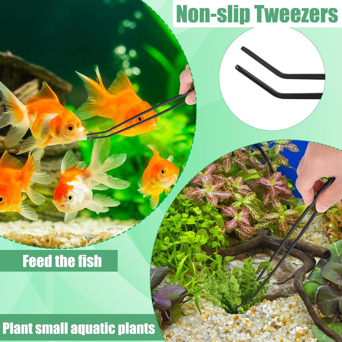Aquarium Aquascape Tools Kit, 4 in 1 Anti-Rust Aquatic Plant Aquascaping Tool Stainless Steel Black