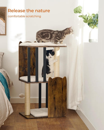 FourFurPets 35.4in 3-Tier Modern Cat Tree Tower Condo, Cat Scratch Posts for Indoor Cats, Big