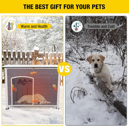 Aivituvin Insulated Dog House for Winter Outdoor Dog Kennel with All-Around Iron Frame- 100%