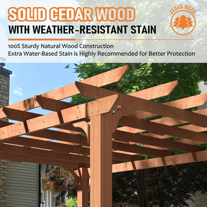 MUPATER 10x12 FT All Cedar Wooden Pergola, Kit with Stakes, Quality Supported Structure, Snow and